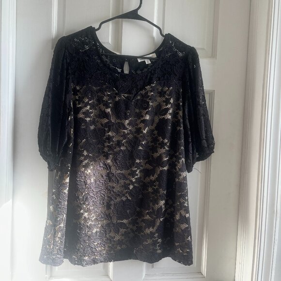 Perseption Concept 3/4 Sleeve Floral Crochet Lace Top - Picture 1 of 1